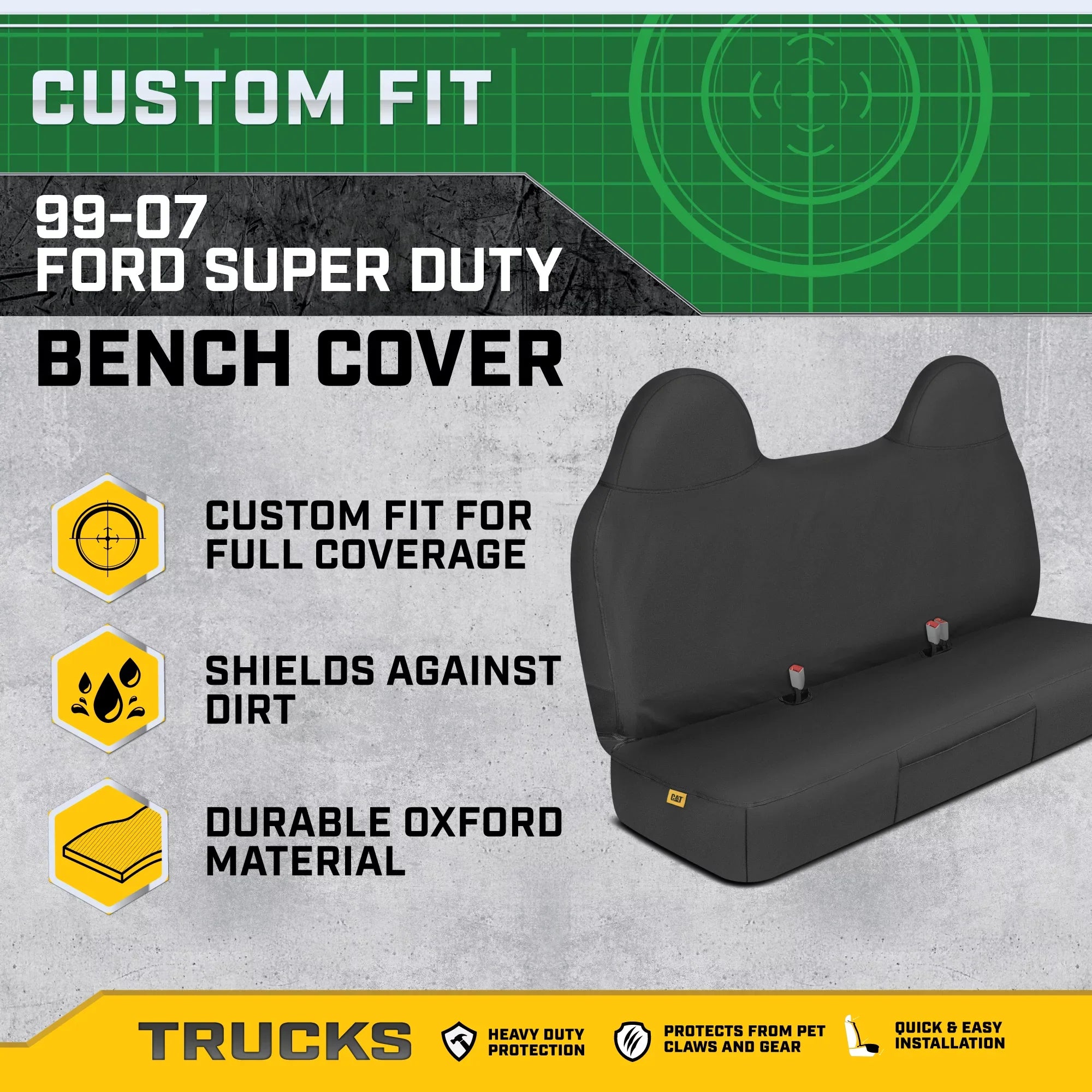 Seat Ford Front Bench F250/F350/F450/F550 for Cover Caterpillar (1999-2007) Fit Custom