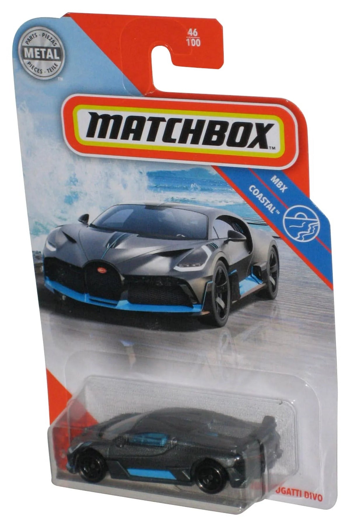 2018 46/100 Coastal MBX Gray Toy Car (2019) Divo Bugatti Matchbox