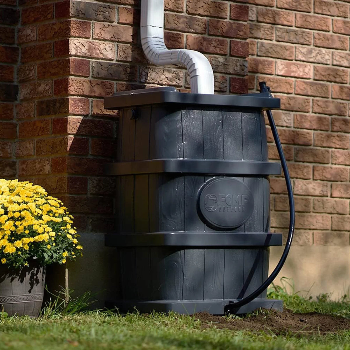 Grain WG4000-GRY Outdoor Home Catcher Outdoor Water Rain Barrel Wood FCMP