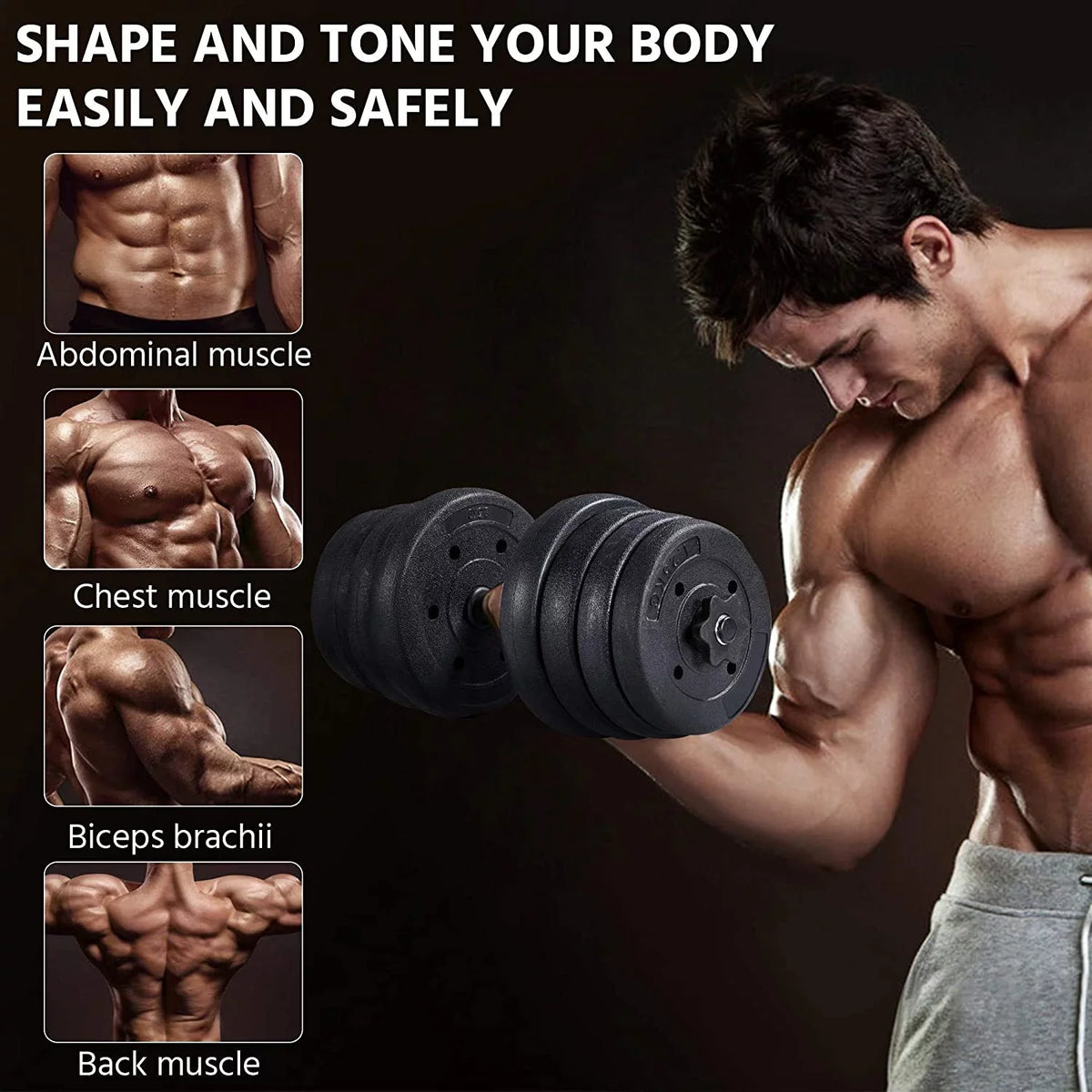 Gym/home Training Cap and Dumbbell Set, Fitness Workout Plates Weight Men Body for Strength 66LB Barbell Women Adjustable