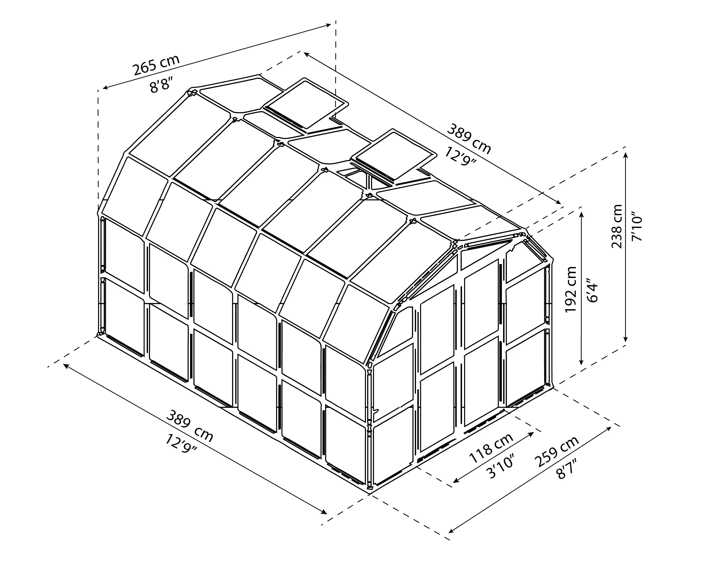 Clear Walk-In - Palram Green Roof Greenhouse Vents - - 8' Grand x 2 Canopia 12' with Gardener