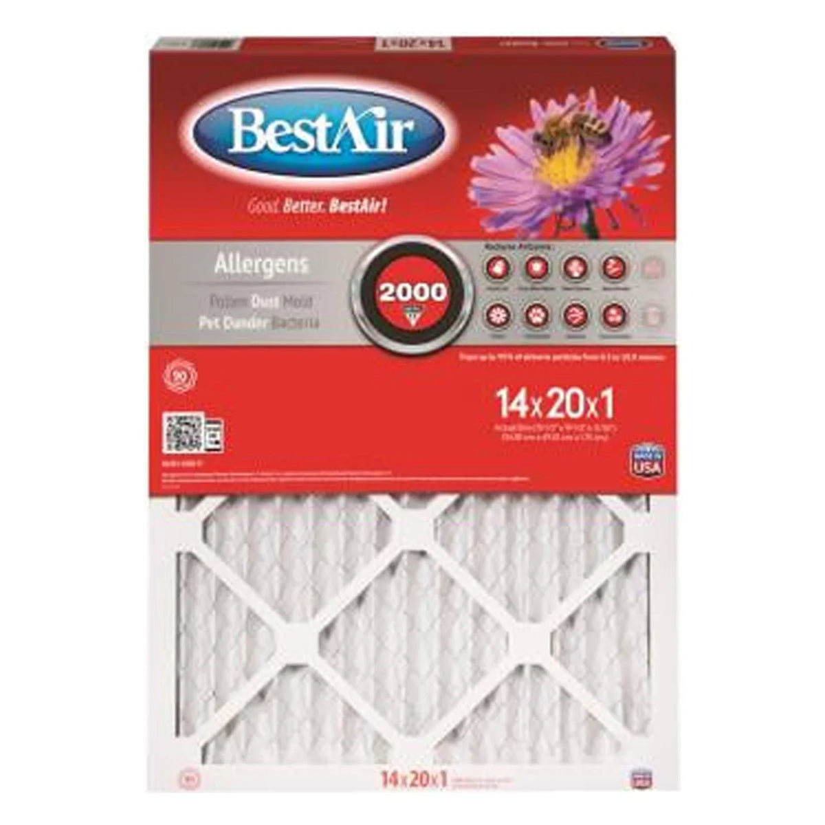 x 11 6 B1-1420-11-6 MERV Filter, BestAir In. 1 14x20 - Days 90 Quantity Furnace