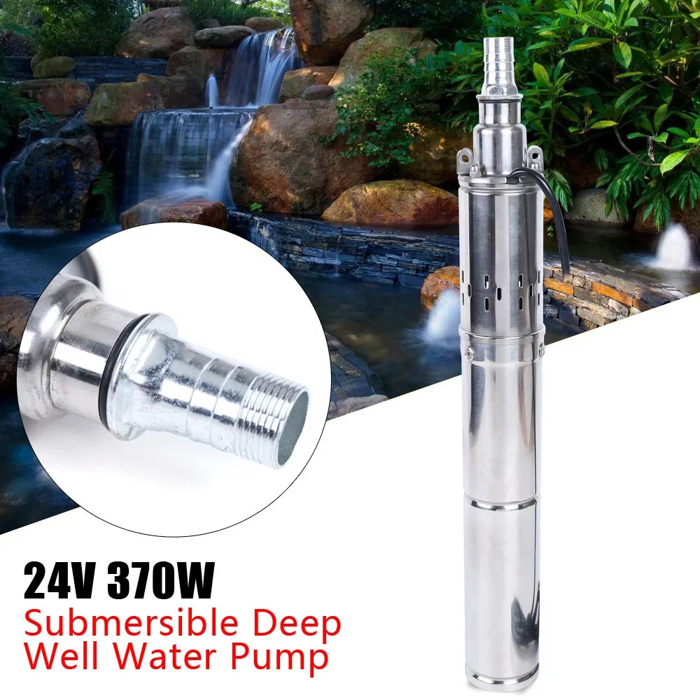 Screw Head 370W Pump Solar for Stainless Irrigation Pond Pump Farm Solar Well Water Deep Pump 24V Submersible