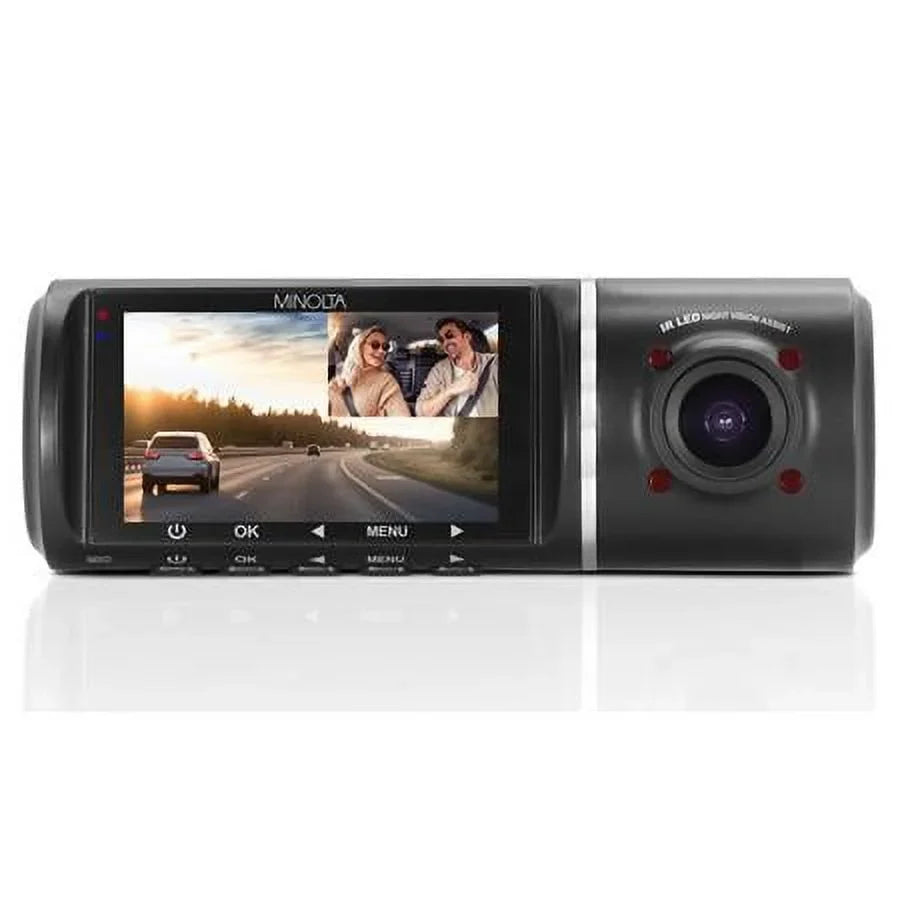 and Recording, Camera HD Black Rear MNCD245T Screen Full 3-Channel 2.45" Dash LCD Front with View
