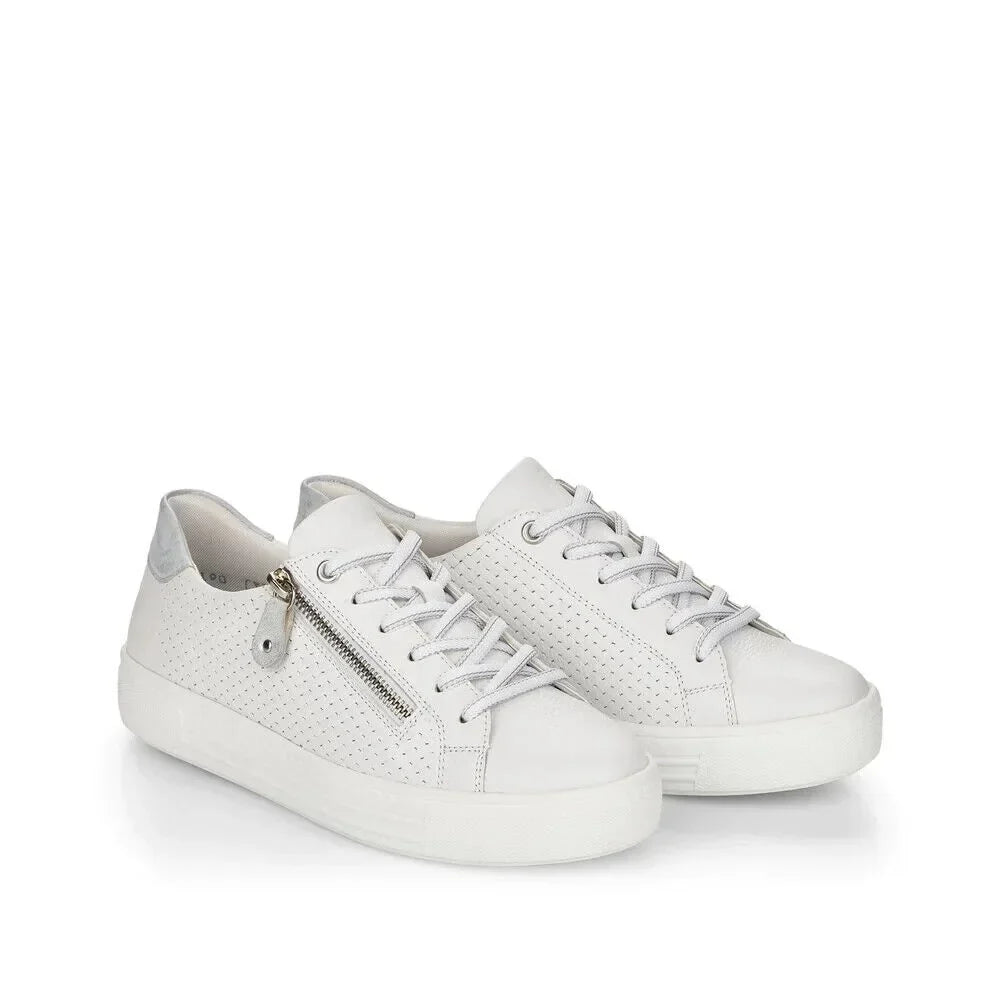 Sneakers, D0916-80 Size Women's 42 White, Lace-Up Side-Zipped EU Rieker