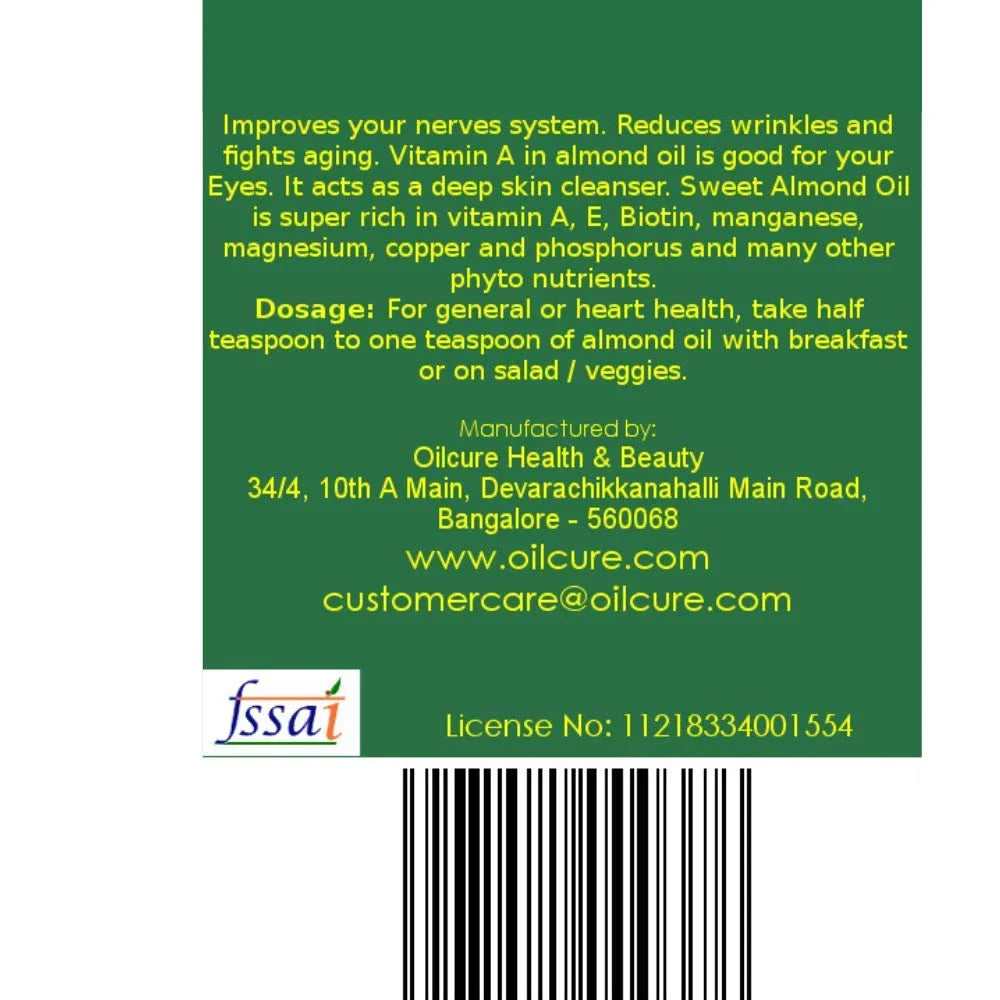 '- Cold | Pressed Ml Sweet Almond Edible OILCURE | Oil 100