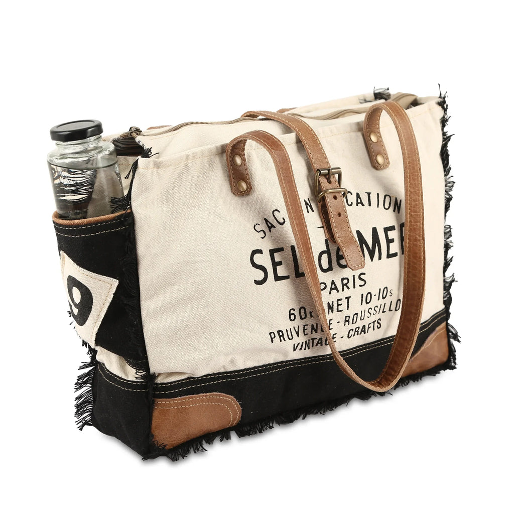 bag mer de upcycled hand tote bag bag Vintage sel bags radiant crafts canvas leather canvas upcycled