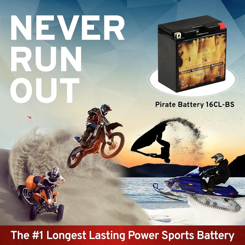 Jet All CC Kawasaki, Wave YB16CL-B 87-'09, Ski Replacement & Rechargeable Polaris, Battery ATV's Runner for YAMAHA