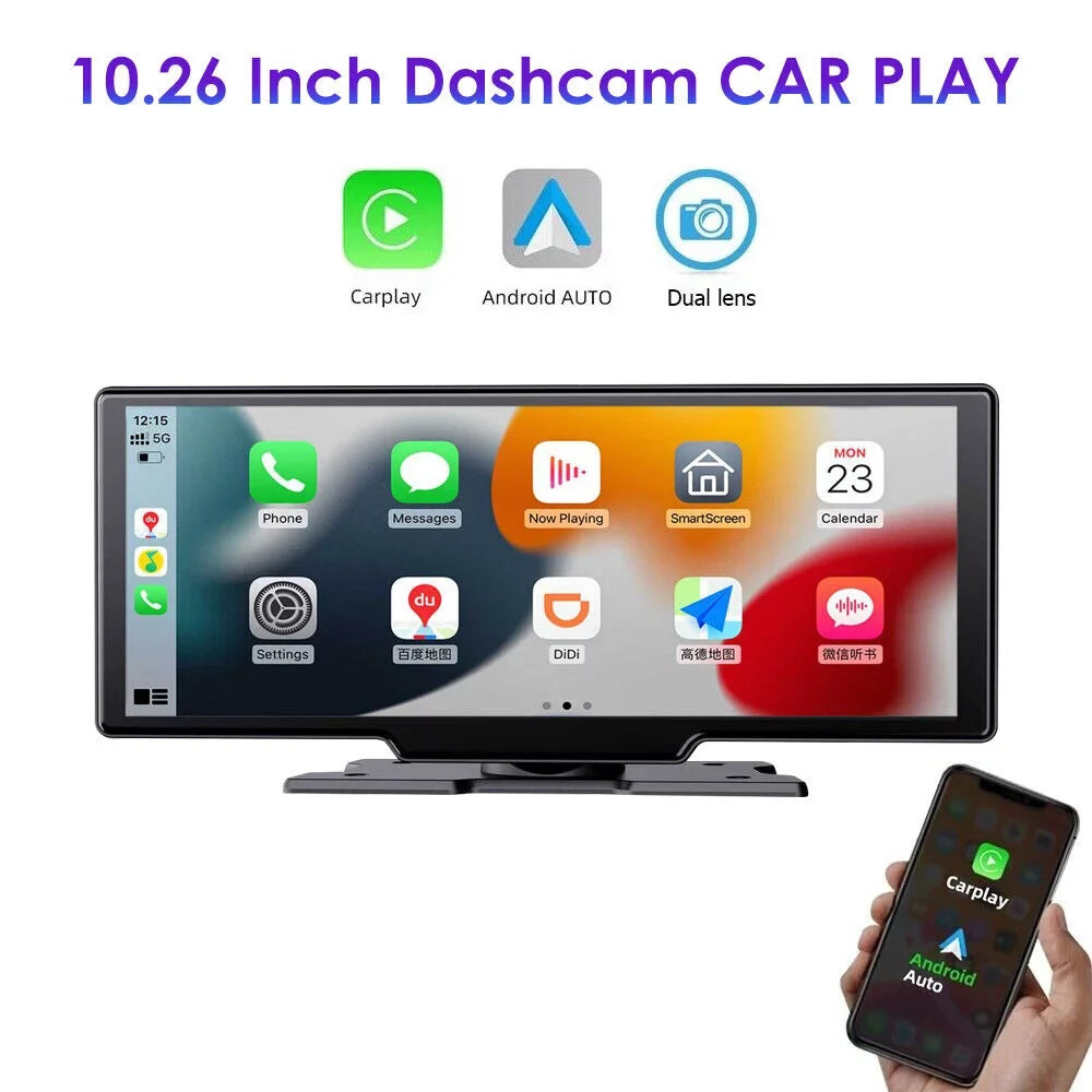 and Stunning DVR Compatibility Touch Screen 10.26'' Camera Android 2K Car - KingFurt WIFI Resolution Wireless Smart Carplay Auto Dash