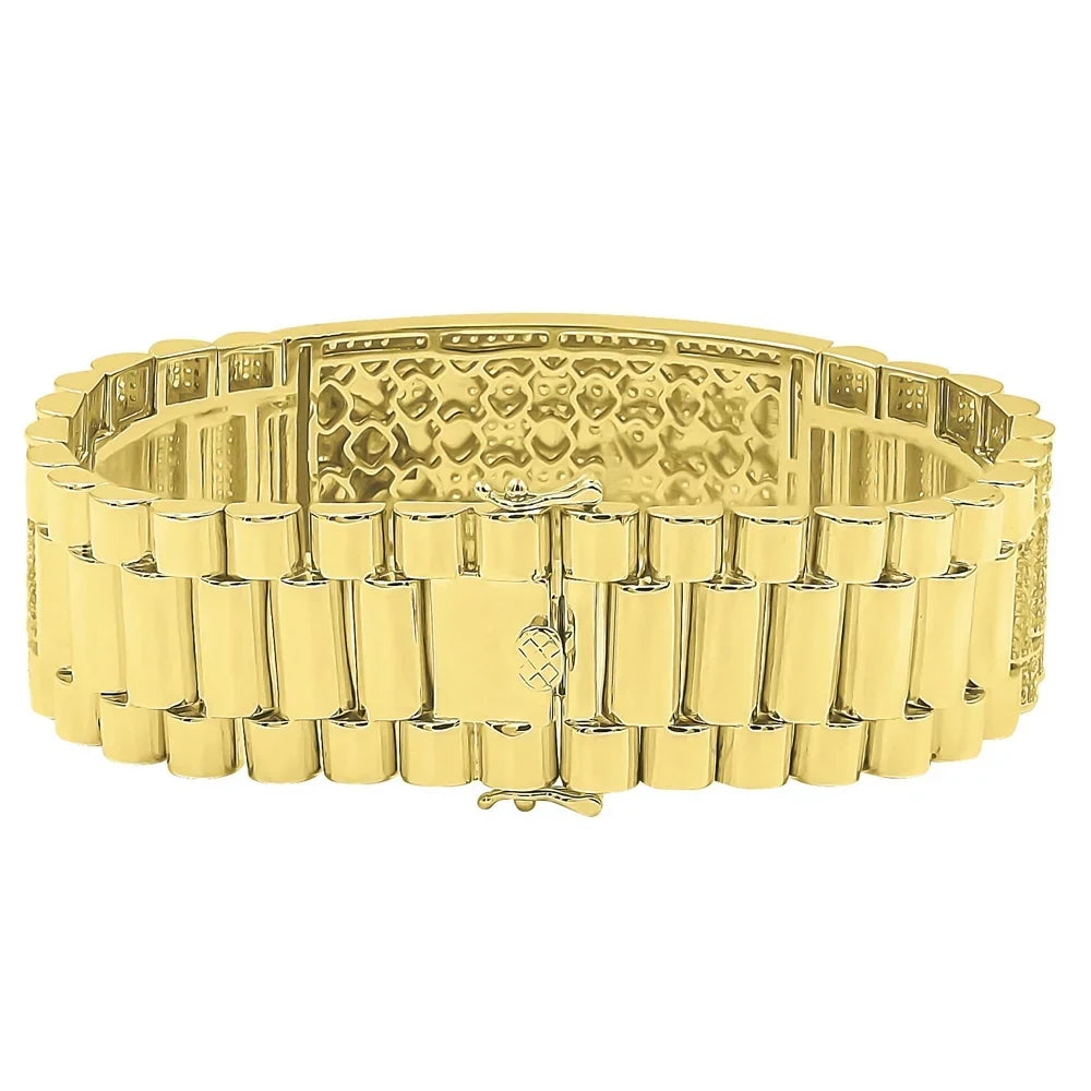Horoscope Horse Zodiac Tone Mens Bracelet Capricorn Gold Astrology 14K 8.5'' Simulated Sign Diamond Yellow