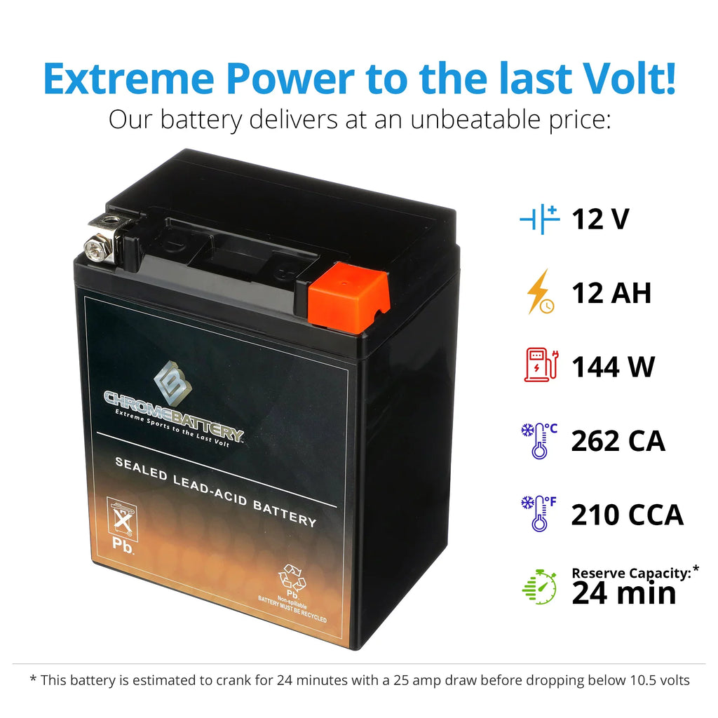 Battery Motorcycle 1989 YTX14AHL-BS CCA) Ah, (14AHL-BS Volt,12 Battery Suzuki 12 Chrome for Gsx-r1100 210 1100cc