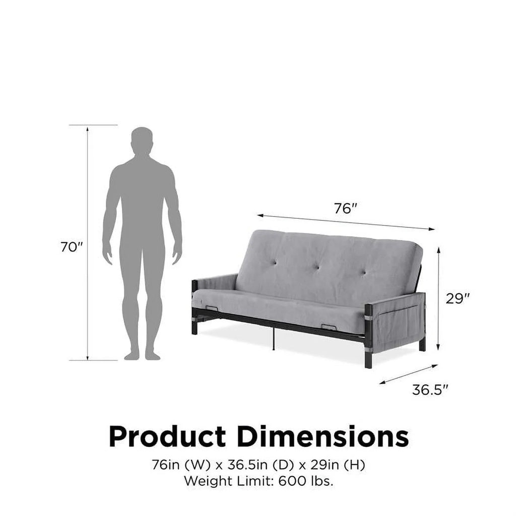 6" Futon with Melbourne Thermobonded in DHP Mattress Gray Storage Futon