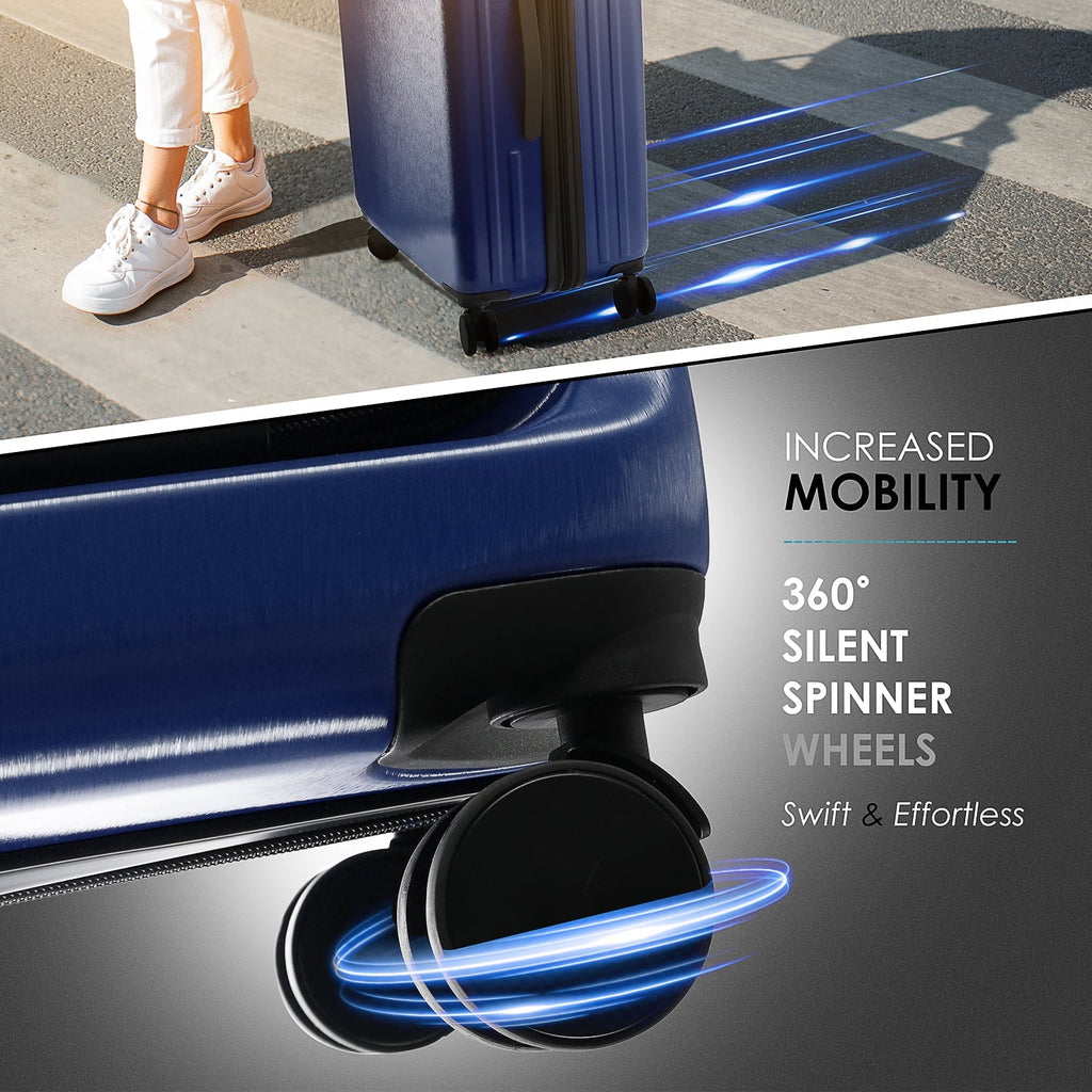 Hardshell Spinner Piece Exapandable Luggage Navy Blue Set, Suitcase 4 Luggage StorageBud Set,