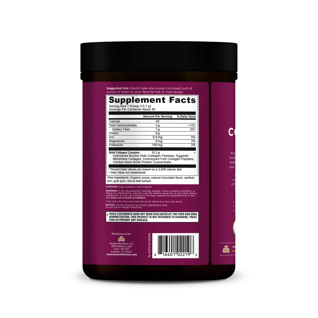 40 Collagen Chocolate, Protein, Nutrition, servings Ancient Multi