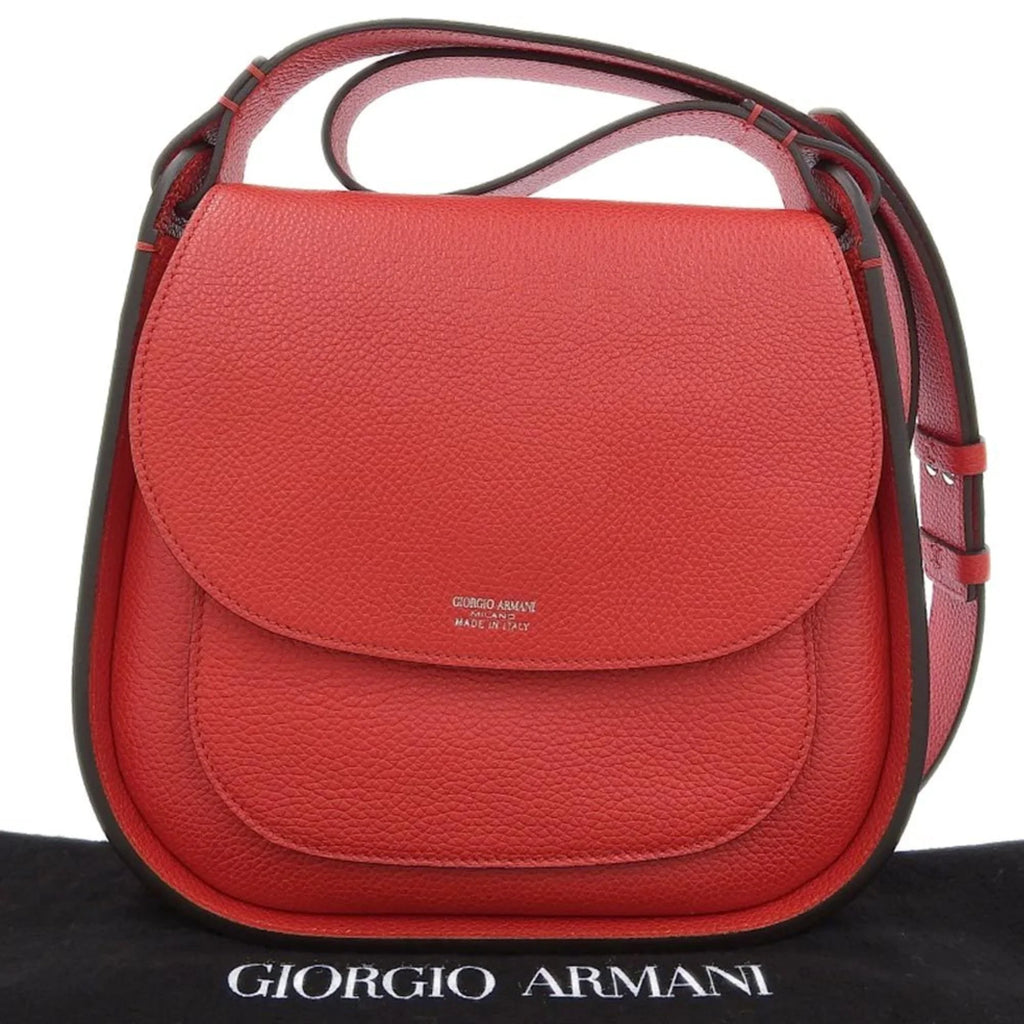 Giorgio Pre-Owned New) Shoulder Bag Red Leather (Like One Armani