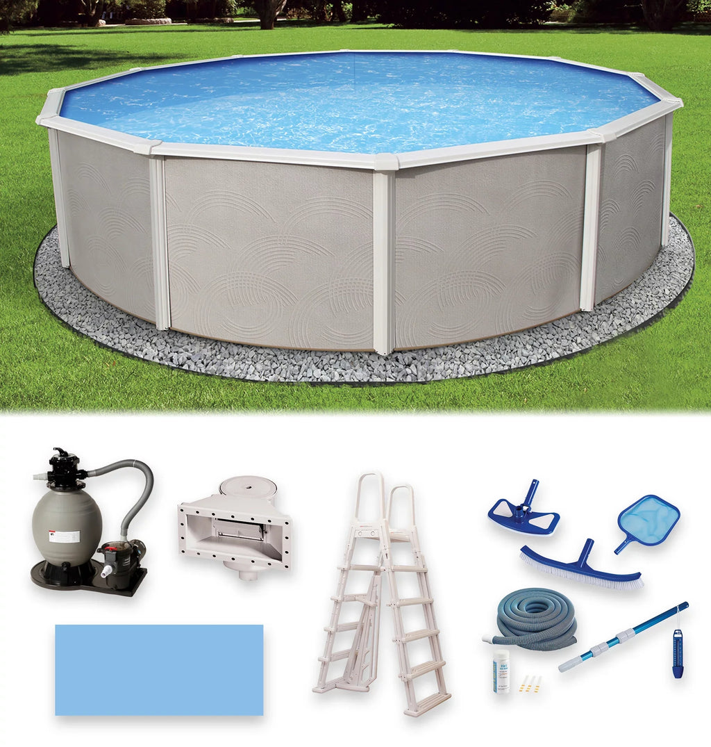 Wall Rail Belize Metal Package Deep Pool 27-ft 52-in Round Top 6-in Swimming