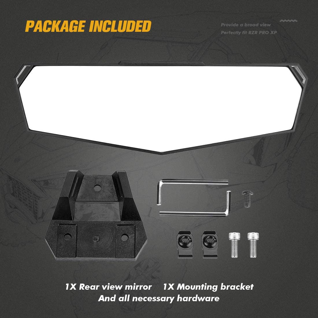 2883763 Convex RZR /4 Mirror PRO for R RZR Center PRO XP 2020-2023 Rear /4 View # Polaris UTV KEMIMOTO