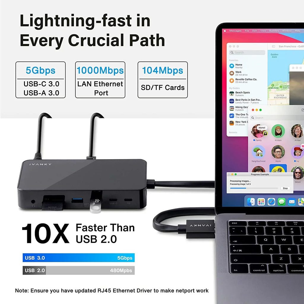 Station USB Pro MacBook 4K@60Hz Dual 2 12 in Docking iVANKY Adapter, 180W C VCD03-US Station Power