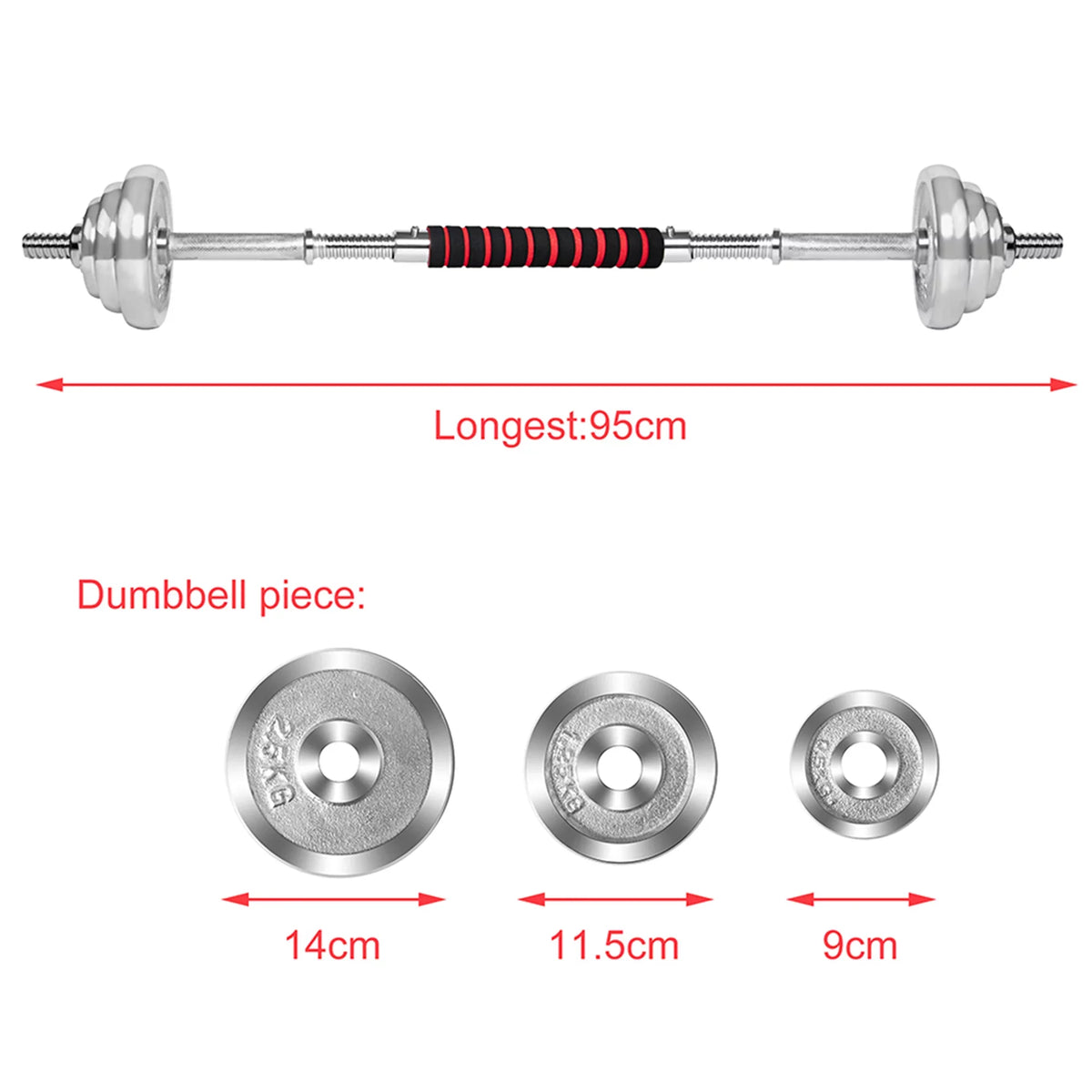 Set Weight for SAYFUT Exercise, Adjustable Dumbbell Silver Barbells Gym Detachable Household 66LB Dumbbells Fitness