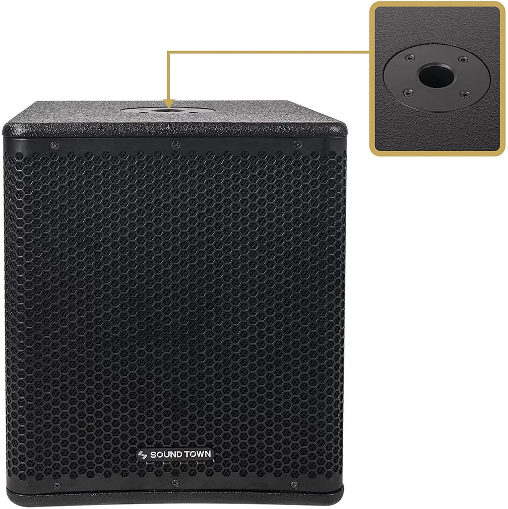 Series Class-D 4" Output 15" Selectable 100 Sound Town Modes, Birch Amplifier, Powered with and oz PA/DJ Subwoofer Plywood, LPF DSP Voice Coil, Black OBERON (OBERON-15SPW) Magnet, 1400W