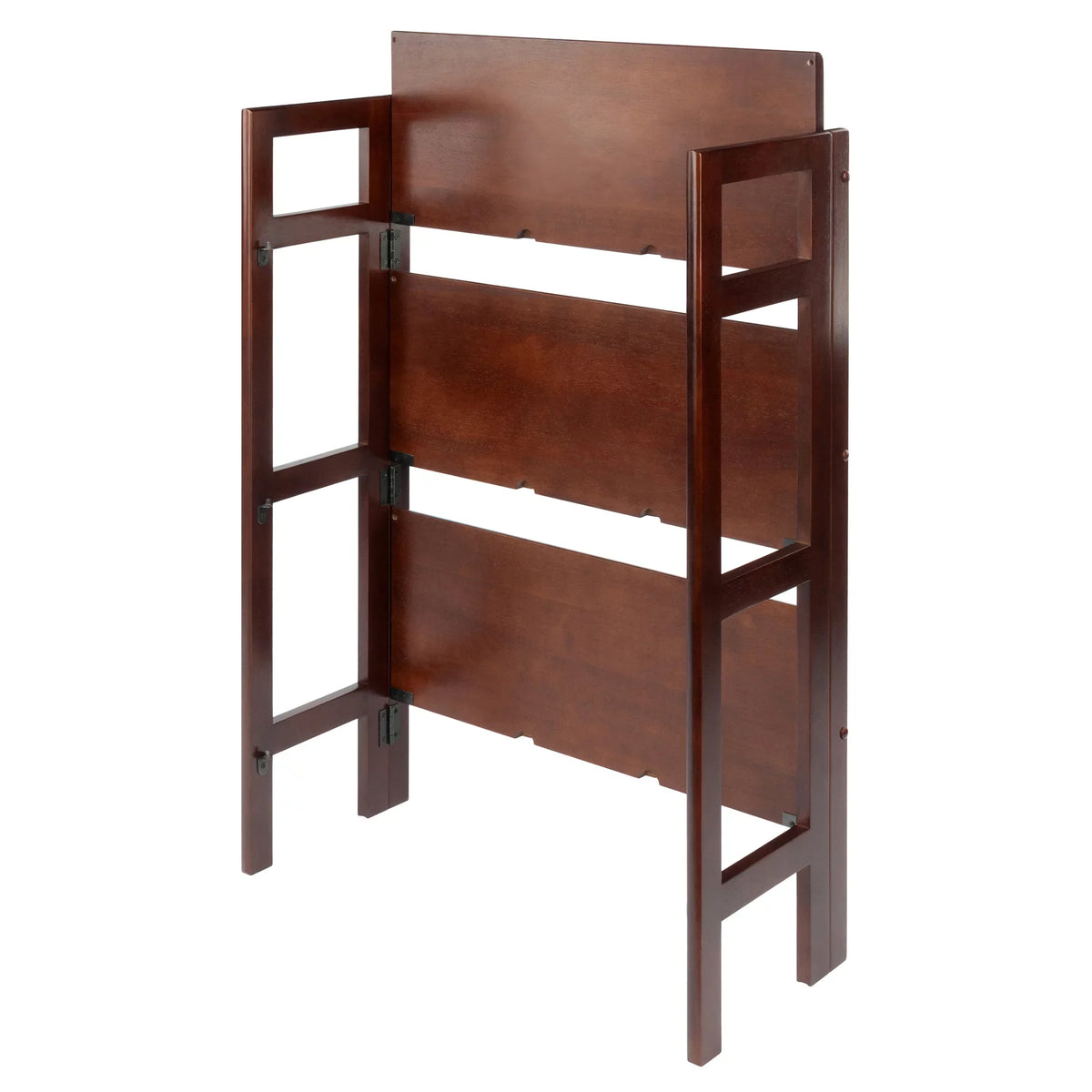 Terry Walnut Foldable Finish 3-Tier Wood Stackable, Shelf, Winsome