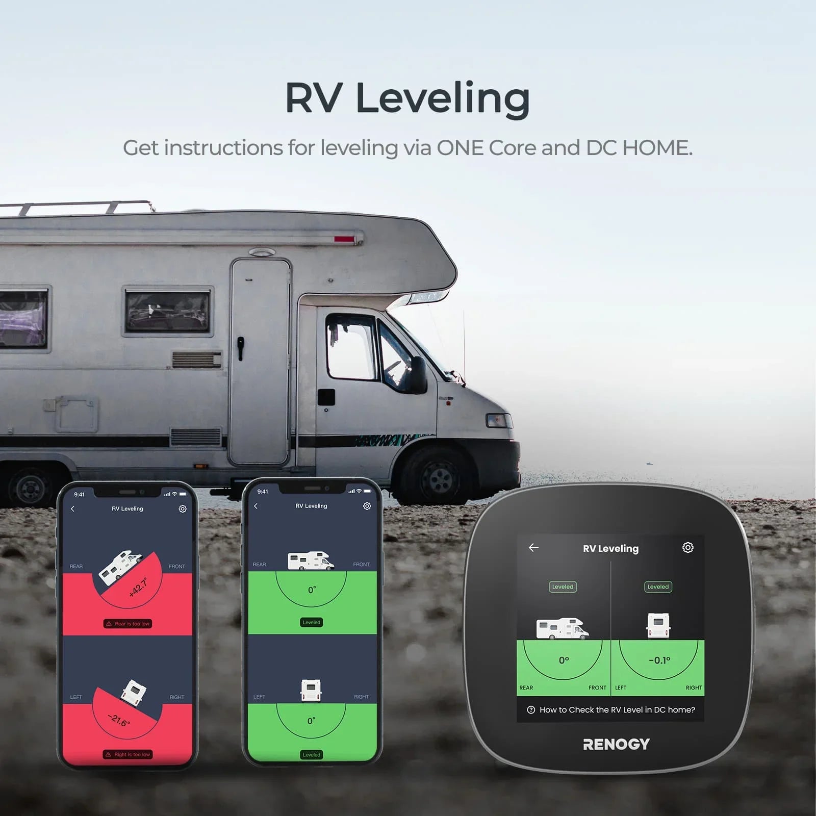 with Monitoring Devices, Energy Tiny Renogy with Version Battery for Works Off-Grid RV System, Boat Van, Wi-Fi and ONE Monitoring Homes, Cabin, Core: All-in-one Panel Energy Leveling Renogy