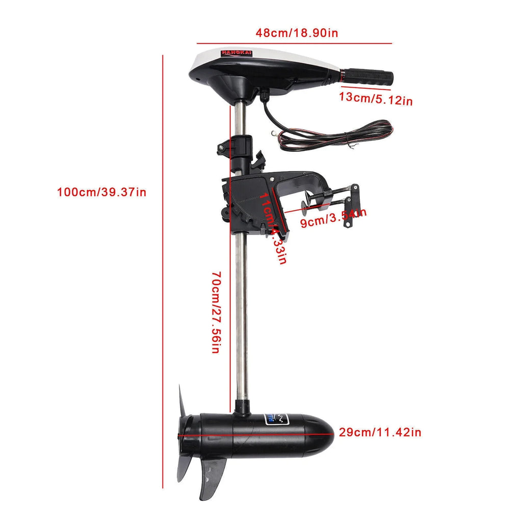 12V Boat Heavy Duty Electric Motor Engine 45LBS HANGKAI Trolling Motor Outboard