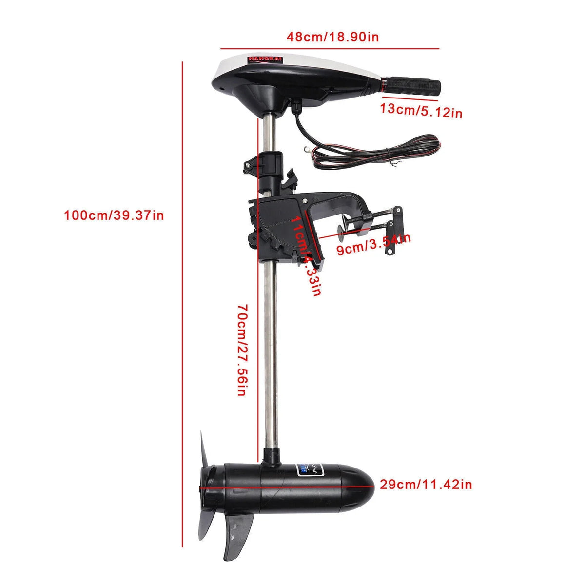 12V Boat Heavy Duty Electric Motor Engine 45LBS HANGKAI Trolling Motor Outboard