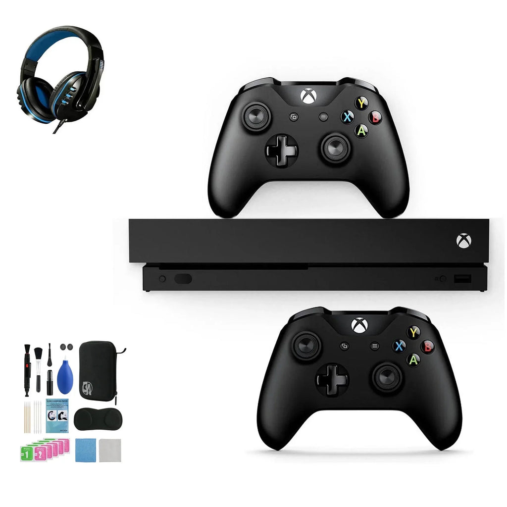 X Microsoft Pre-Owned with Controller, 4K AXTION BOLT Xbox New) Ultra One 1TB (Refurbished: 2 HD Headset Cleaning Bundle Black Like with Kit