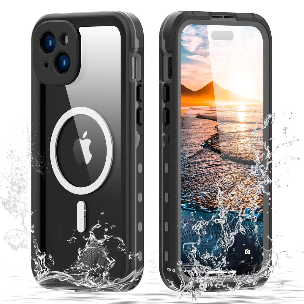 Underwater for 6.7inch,Black Waterproof Proof - Military 15 ELEHOLD for Rugged Plus Screen 15 Magnetic Plus IP68 Protector Duty iPhone Case Built-in Full-Body Drop Shockproof Case, Heavy iPhone