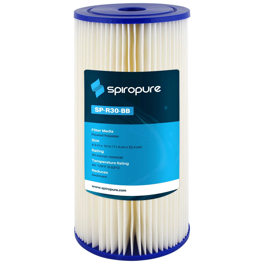 (8 Pack) 30 4.5" Filter Micron 10 Pleated Polyester x Cartridge, SpiroPure