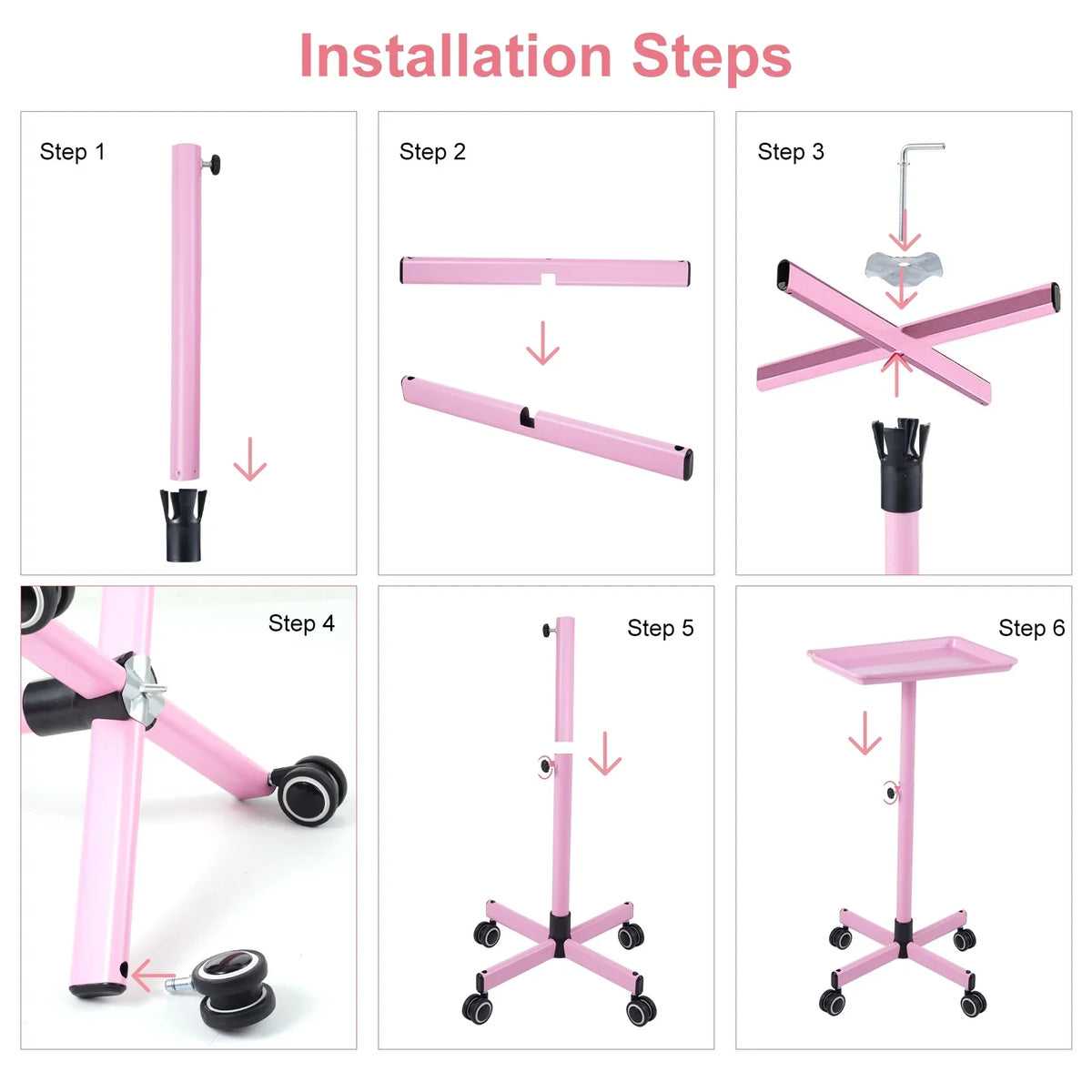 Shelf,Adjustable Wheels Tattoo Tattoo Spa Clinic Bestauty Salon Salon Wheels Cart Hair Storage Use Salon Movable Color Salon Salon Wheels Clinic Salon Beauty Pink Hair Wheels Professionals