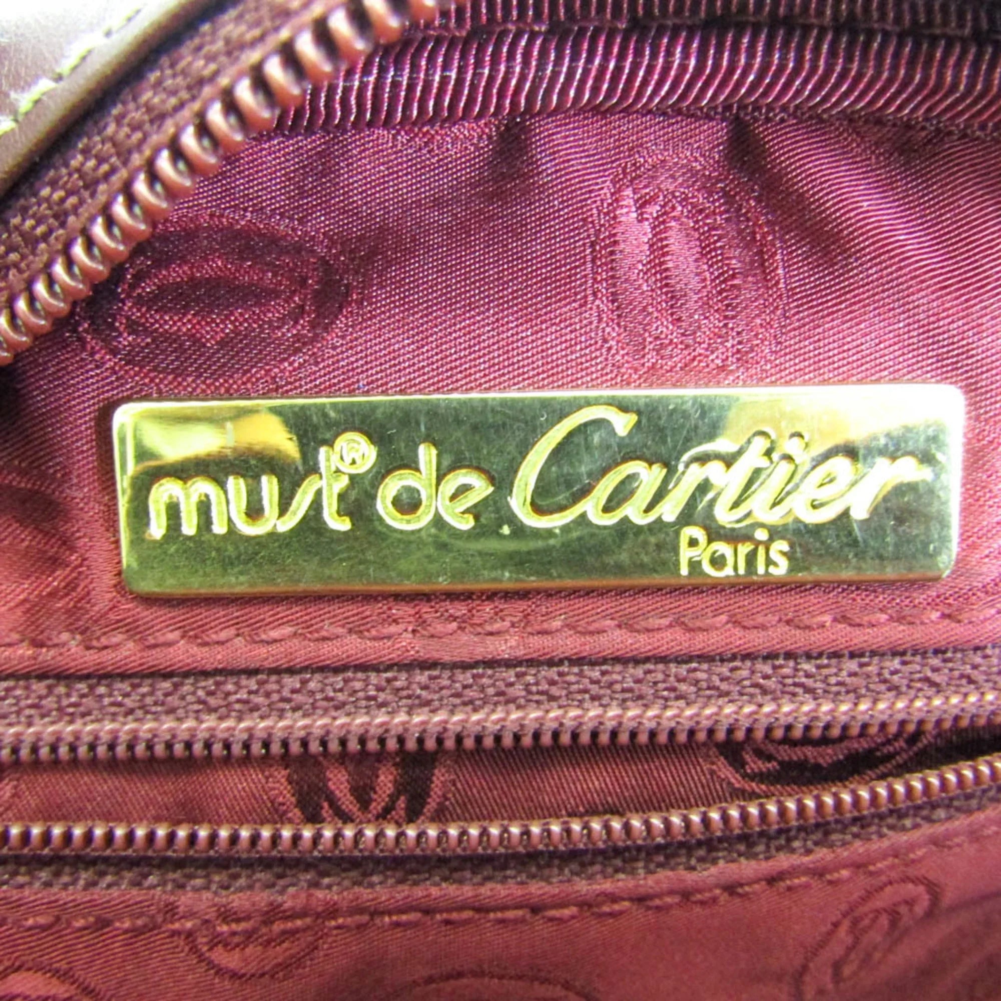 Bordeaux Cartier (Good) Must Leather Bag Women's Pre-Owned Shoulder