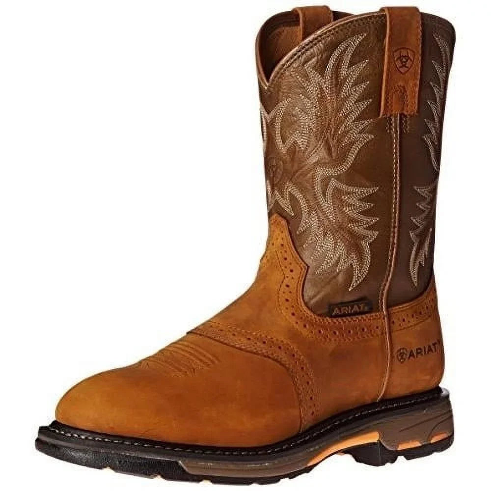 Work Mens BARK ARIAT Soft 10001188 Pull-On Toe WORK Boot AGED Bark 10" WorkHog - Aged