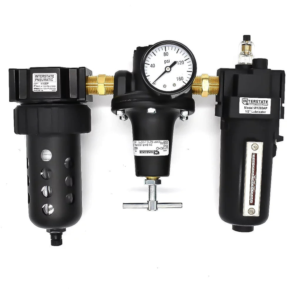 â€ Interstate "T" USA - Poly 1/2" Bowl Made Handle WC1081HDGP Combo Lubricator Large Integral Filter Pneumatics Regulator in