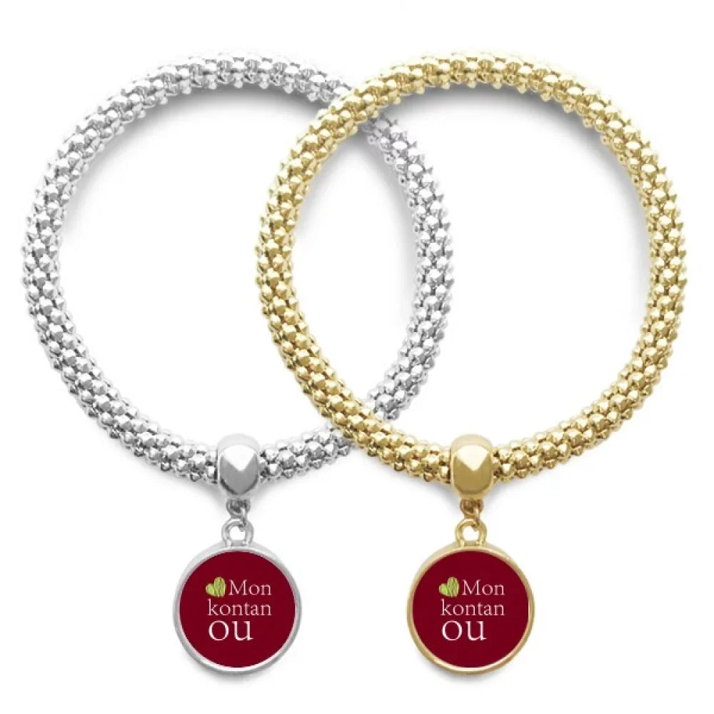 I Love Language Couple Bangle Dialect Affection Bracelet Jewelry Pendant Lover Chain You Creole
