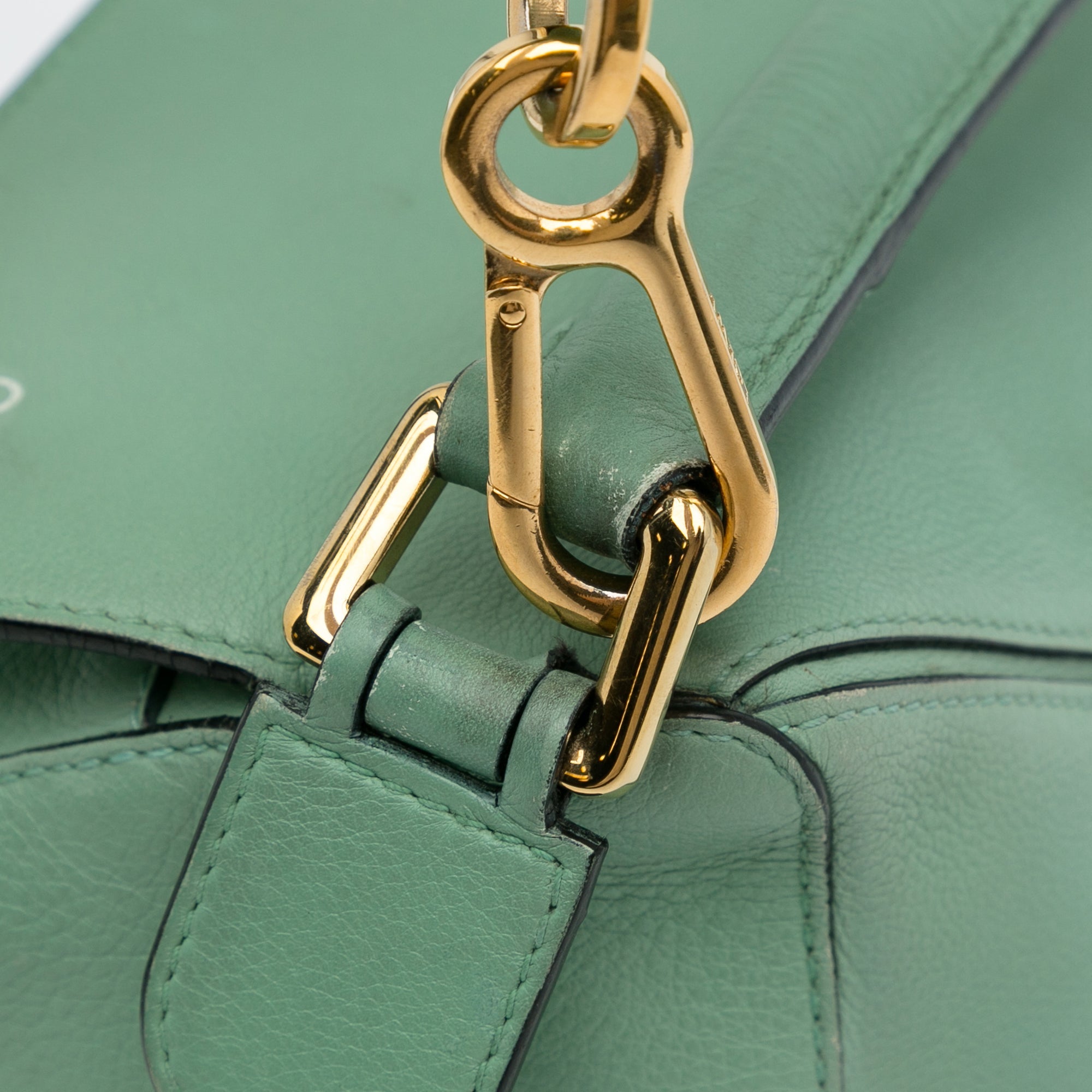 Satchel Puzzle Unisex LOEWE Leather Green Calf Pre-Owned (Good) Authenticated Medium