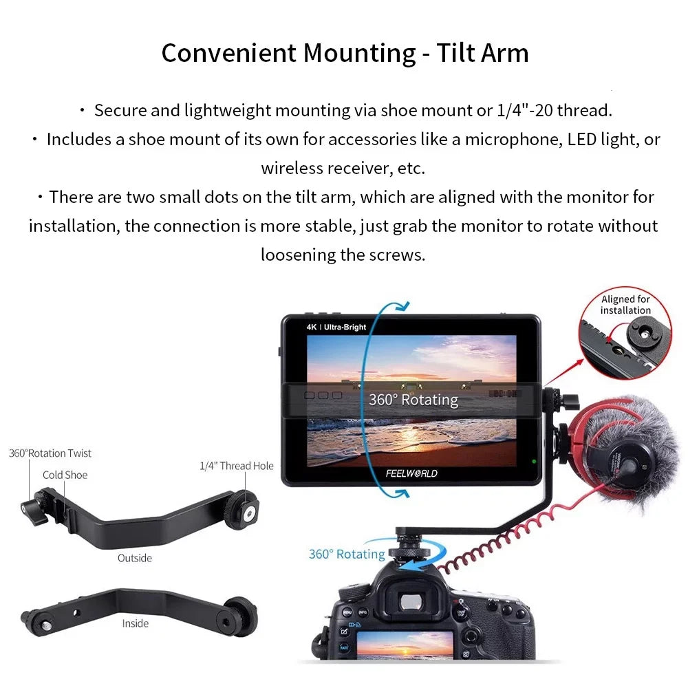 LUT7S Monitor, IPS Inch Brightness 2200nits 7 FEELWORLD Touchscreen Video Panel