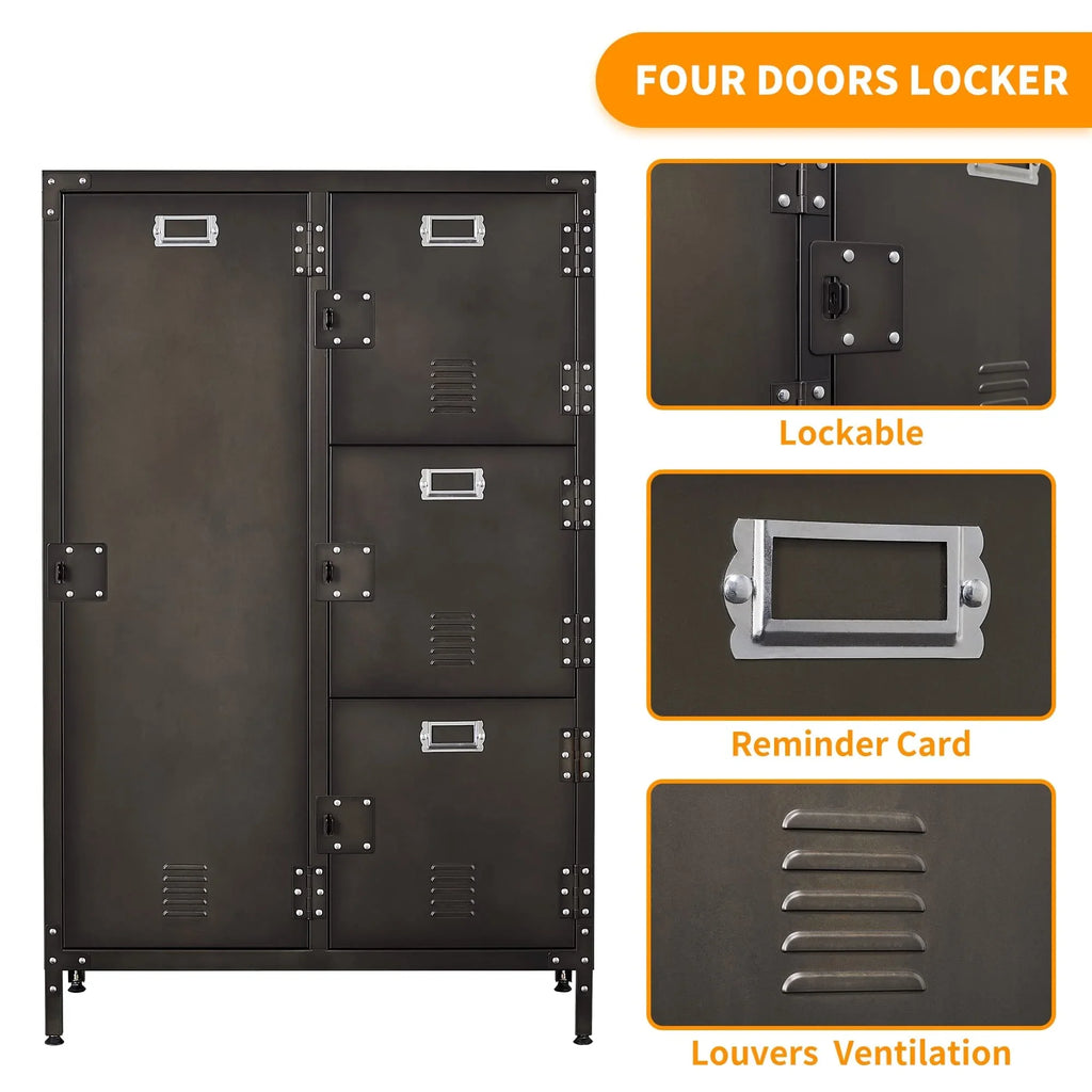 Metal Door Lockers Staff,Home Steel for with Lockable for Office Sundries,Gym,School Storage Cabinet 4 Employees,71" STANI