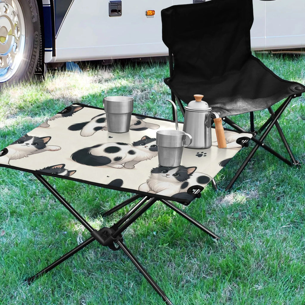 Cat Fishing Outdoor Bag Storage Compact Picnic for Table Table Table Cute Folding with Portable BBQ Camping Beach Travel Footprint