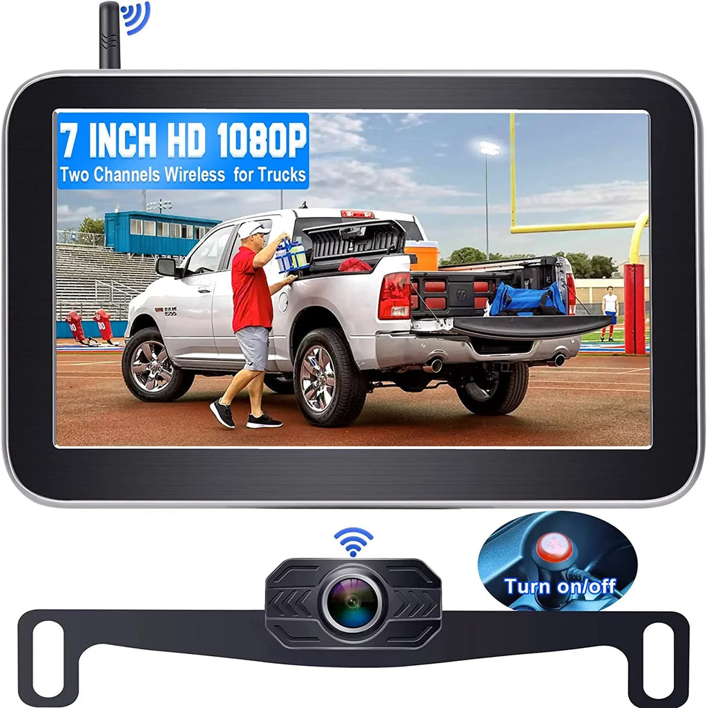 Van vision to Cam Truck Easy Signal Camper Camera Stable Car Reverse Wireless 7-Inch: 2 Bluetooth Plug Backup Channel Night Install V for Play DoHonest Kit Monitor Auto-Switching 1080P and HD Pickup
