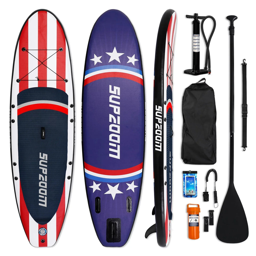 Inflatable Levels All SUPZOOM Kit Hand for Paddle, Stand Travel Backpack, Skill Bag, ISUP Star 10'6×32"×6" SUP Repair Board, Everything Waterproof Included Paddle Pump, with Leash, Up Big